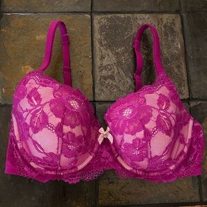 Victoria’s Secret Body by Victoria vintage purple/fuchsia lace demi bra 36D